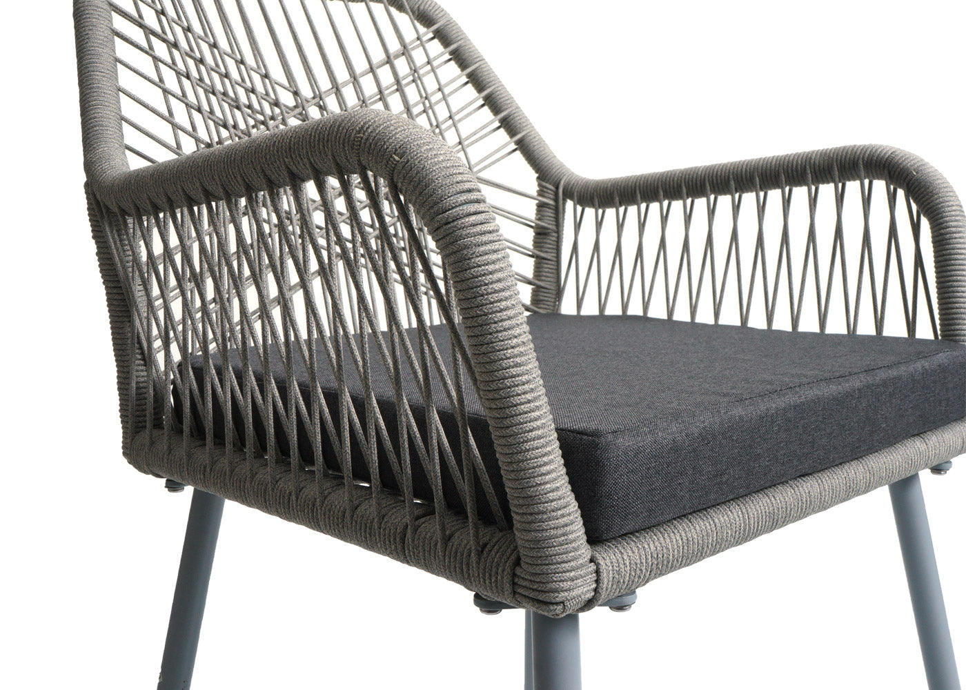 Cosmo Casa - Set van 2 Tuinstoelen - Zitbekleding - Aluminium - Touwgaas - Lichtgrijs - Donkergrijze Bekleding