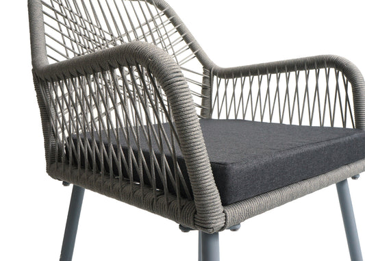 Cosmo Casa - Set van 2 Tuinstoelen - Zitbekleding - Aluminium - Touwgaas - Lichtgrijs - Donkergrijze Bekleding