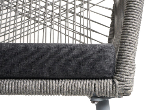 Cosmo Casa - Set van 2 Tuinstoelen - Zitbekleding - Aluminium - Touwgaas - Lichtgrijs - Donkergrijze Bekleding