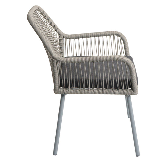 Cosmo Casa - Set van 2 Tuinstoelen - Zitbekleding - Aluminium - Touwgaas - Lichtgrijs - Donkergrijze Bekleding
