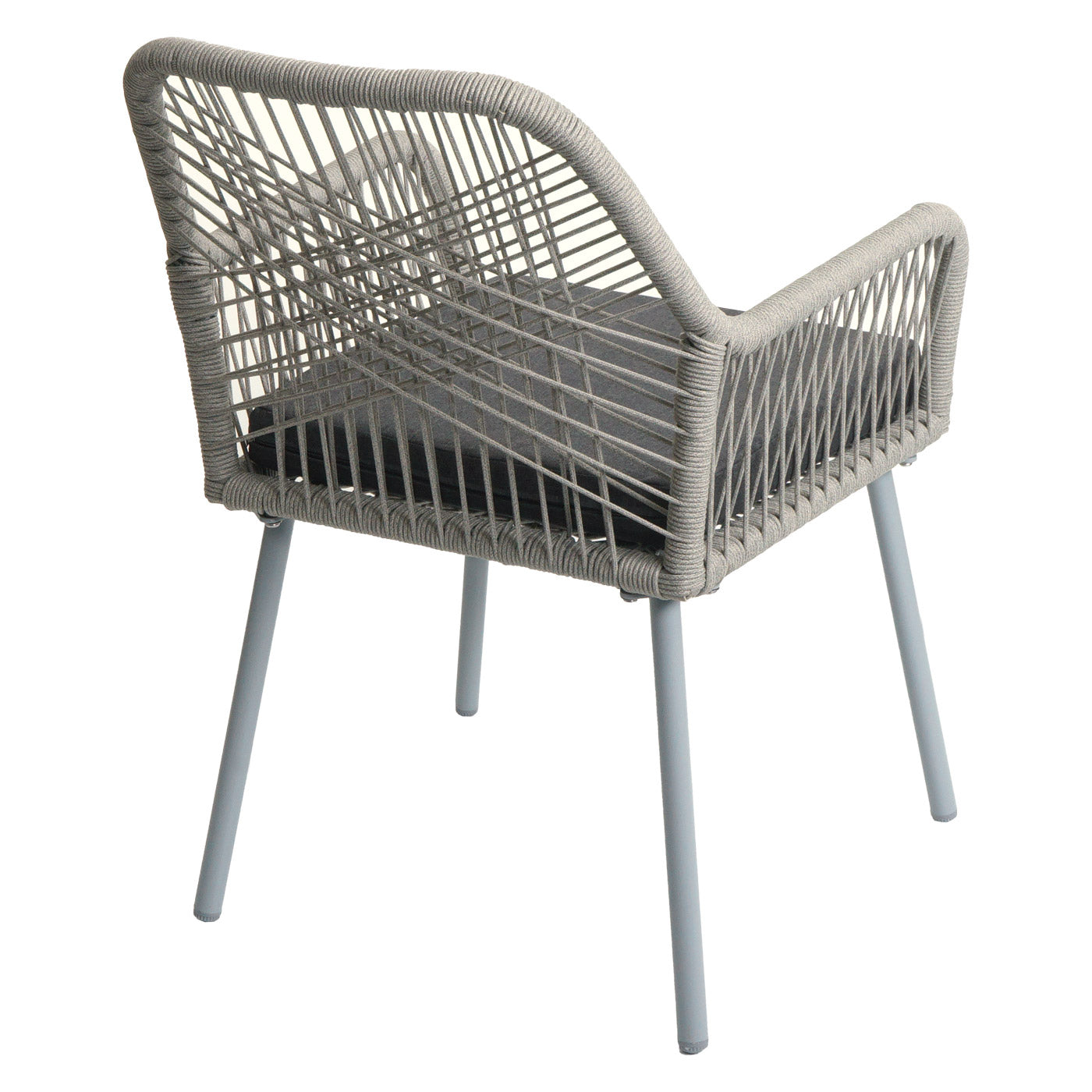 Cosmo Casa - Set van 2 Tuinstoelen - Zitbekleding - Aluminium - Touwgaas - Lichtgrijs - Donkergrijze Bekleding