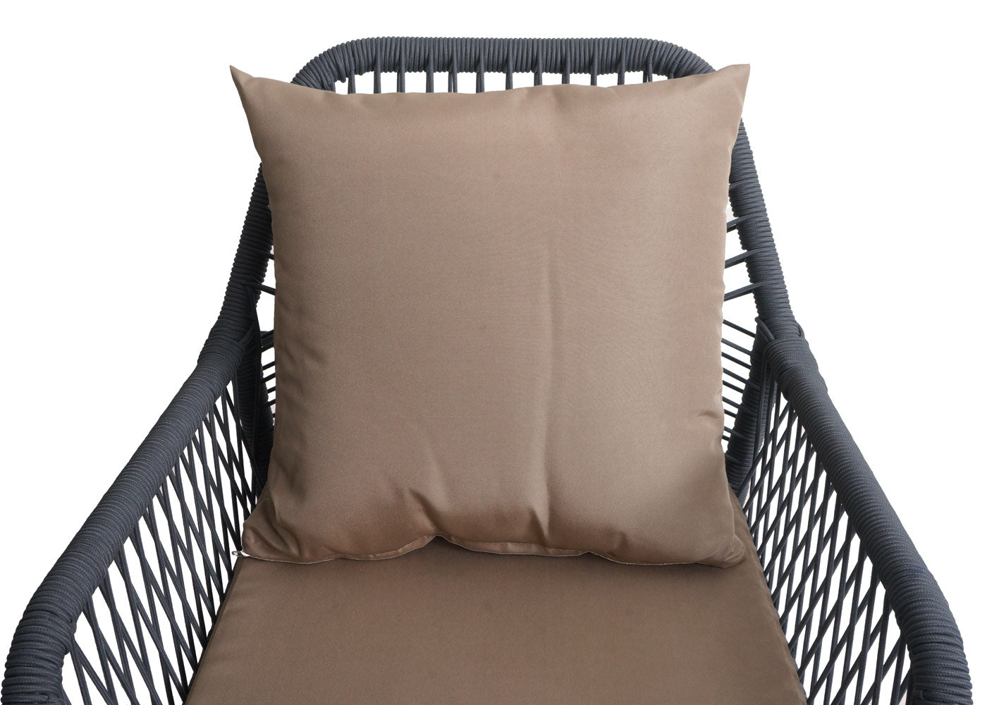 Cosmo Casa - Set van 2 Tuinstoelen - Zit- en Rugkussens - Aluminium - Touwgaas - Antraciet - Taupe Bekleding