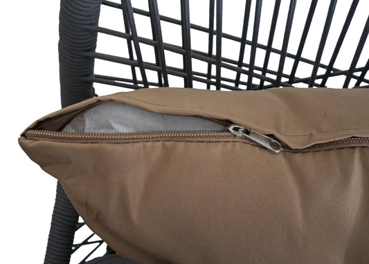 Cosmo Casa - Set van 2 Tuinstoelen - Zit- en Rugkussens - Aluminium - Touwgaas - Antraciet - Taupe Bekleding