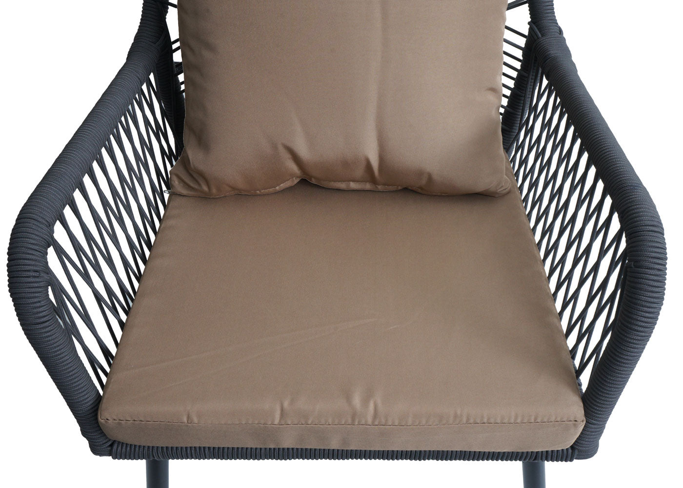 Cosmo Casa - Set van 2 Tuinstoelen - Zit- en Rugkussens - Aluminium - Touwgaas - Antraciet - Taupe Bekleding