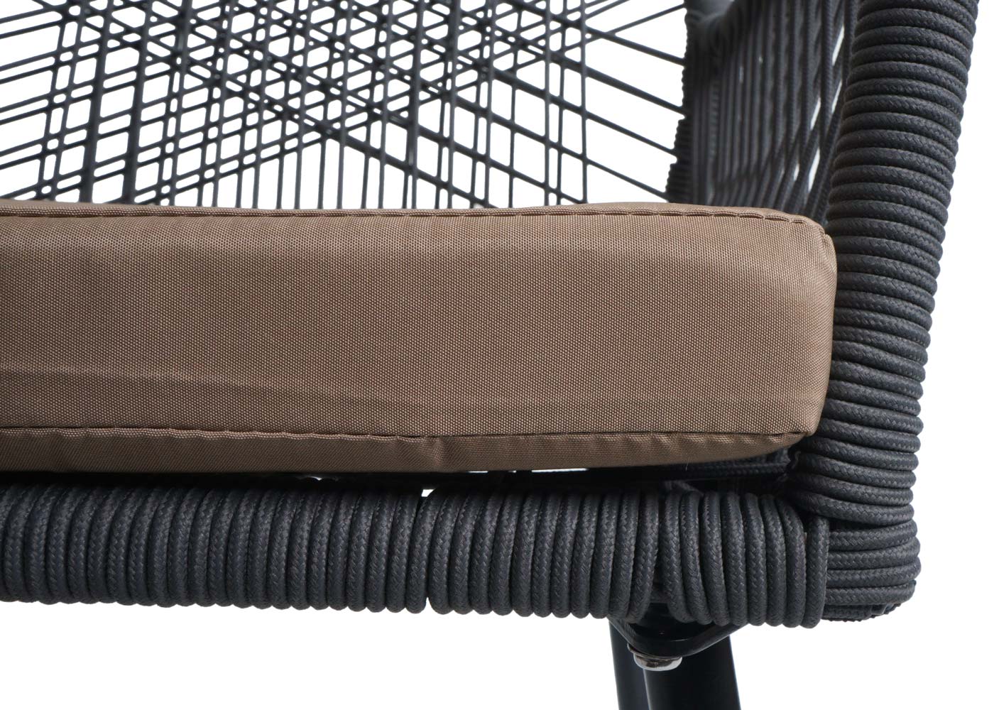 Cosmo Casa - Set van 2 Tuinstoelen - Zit- en Rugkussens - Aluminium - Touwgaas - Antraciet - Taupe Bekleding