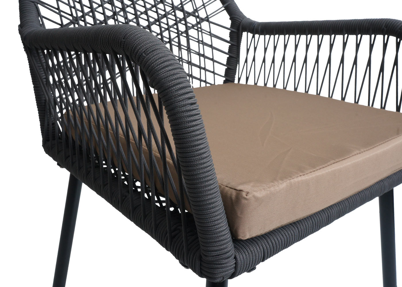 Cosmo Casa - Set van 2 Tuinstoelen - Zit- en Rugkussens - Aluminium - Touwgaas - Antraciet - Taupe Bekleding