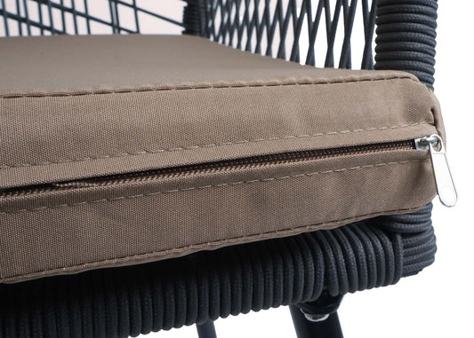 Cosmo Casa - Set van 2 Tuinstoelen - Zit- en Rugkussens - Aluminium - Touwgaas - Antraciet - Taupe Bekleding