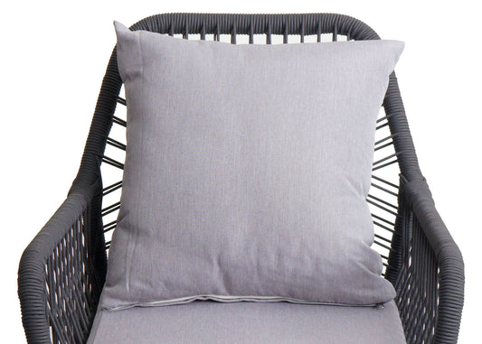 Cosmo Casa - Set van 2 Tuinstoelen - Zit- en Rugkussens - Aluminium - Touwgaas - Antraciet - Lichtgrijze Bekleding