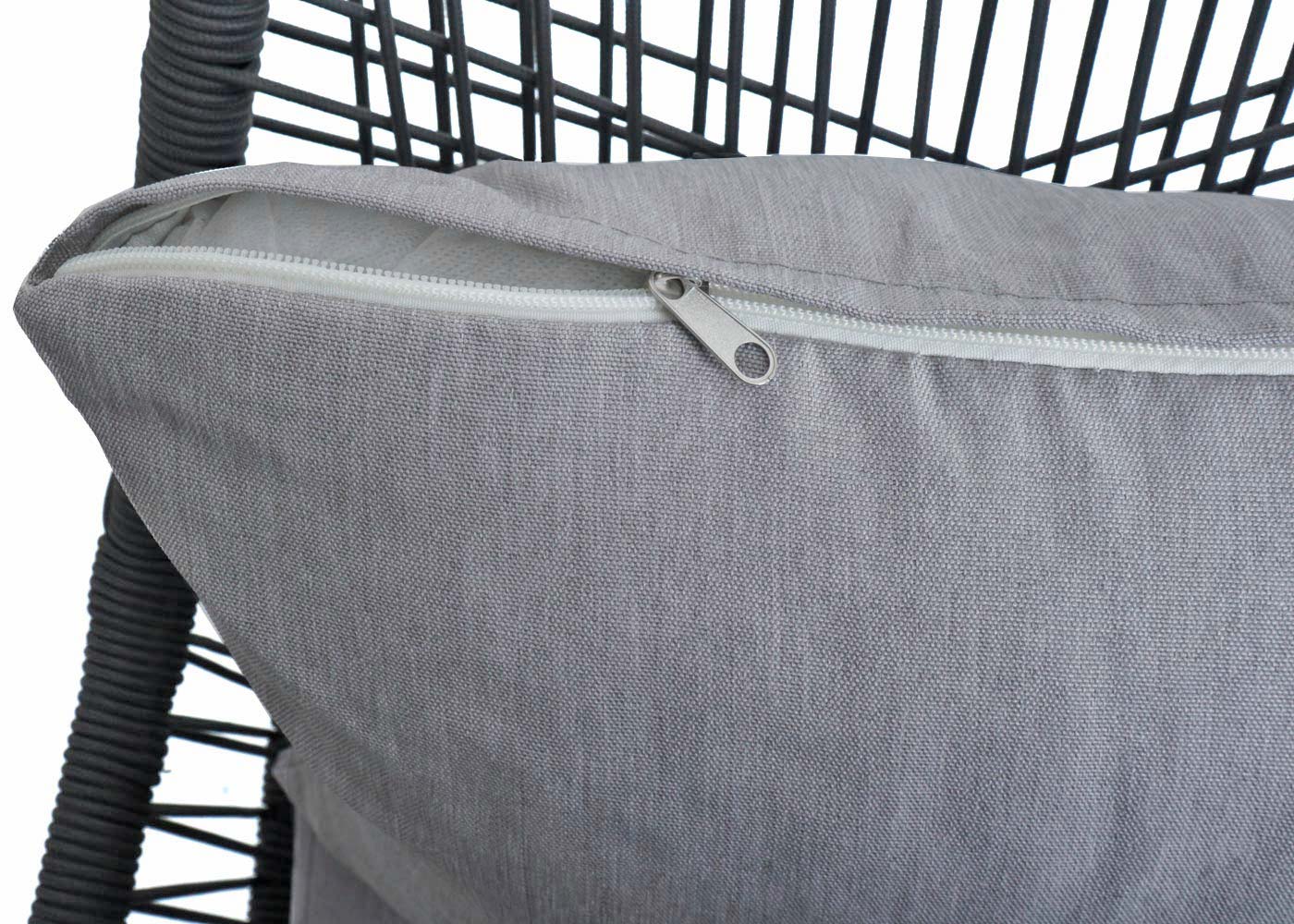 Cosmo Casa - Set van 2 Tuinstoelen - Zit- en Rugkussens - Aluminium - Touwgaas - Antraciet - Lichtgrijze Bekleding