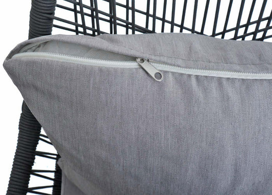 Cosmo Casa - Set van 2 Tuinstoelen - Zit- en Rugkussens - Aluminium - Touwgaas - Antraciet - Lichtgrijze Bekleding