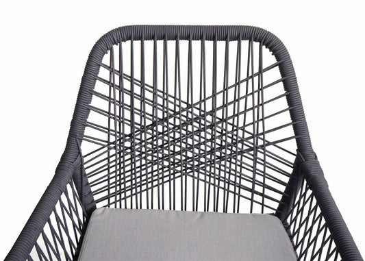 Cosmo Casa - Set van 2 Tuinstoelen - Zit- en Rugkussens - Aluminium - Touwgaas - Antraciet - Lichtgrijze Bekleding