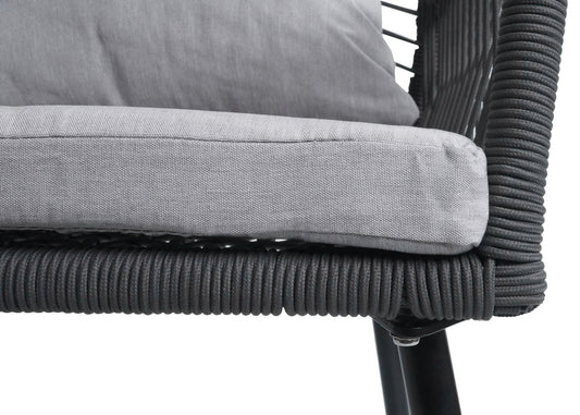 Cosmo Casa - Set van 2 Tuinstoelen - Zit- en Rugkussens - Aluminium - Touwgaas - Antraciet - Lichtgrijze Bekleding