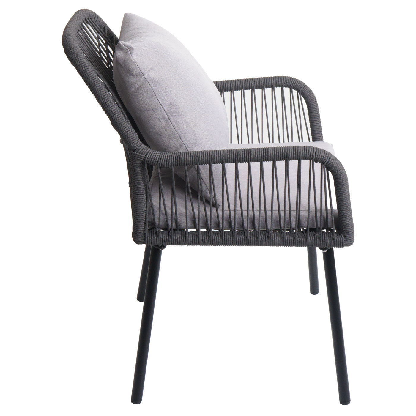 Cosmo Casa - Set van 2 Tuinstoelen - Zit- en Rugkussens - Aluminium - Touwgaas - Antraciet - Lichtgrijze Bekleding