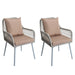 Cosmo Casa - Set van 2 Tuinstoelen - Zit- en Rugkussens - Aluminium - Touwgaas - Lichtgrijs - Taupe Bekleding