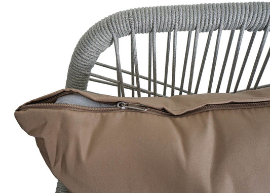 Cosmo Casa - Set van 2 Tuinstoelen - Zit- en Rugkussens - Aluminium - Touwgaas - Lichtgrijs - Taupe Bekleding