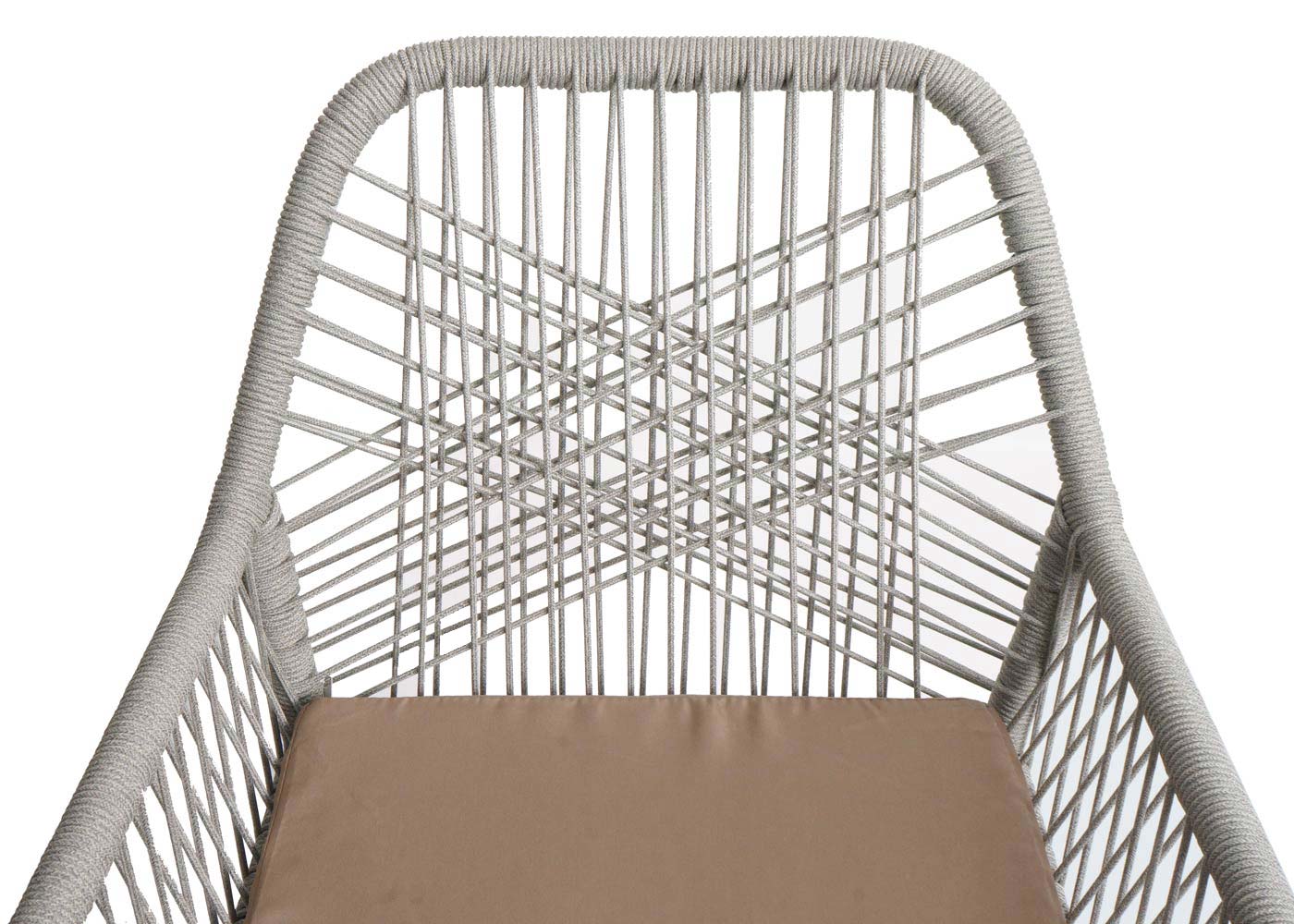 Cosmo Casa - Set van 2 Tuinstoelen - Zit- en Rugkussens - Aluminium - Touwgaas - Lichtgrijs - Taupe Bekleding