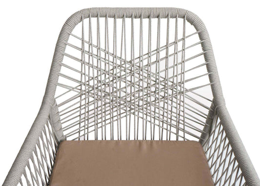 Cosmo Casa - Set van 2 Tuinstoelen - Zit- en Rugkussens - Aluminium - Touwgaas - Lichtgrijs - Taupe Bekleding