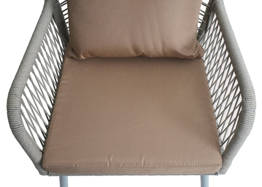 Cosmo Casa - Set van 2 Tuinstoelen - Zit- en Rugkussens - Aluminium - Touwgaas - Lichtgrijs - Taupe Bekleding