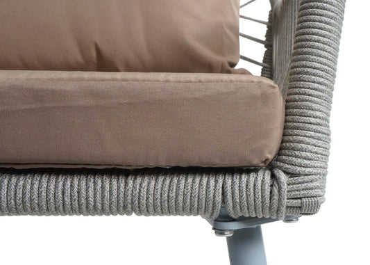 Cosmo Casa - Set van 2 Tuinstoelen - Zit- en Rugkussens - Aluminium - Touwgaas - Lichtgrijs - Taupe Bekleding