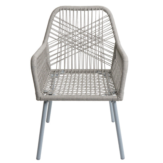 Cosmo Casa - Set van 2 Tuinstoelen - Zit- en Rugkussens - Aluminium - Touwgaas - Lichtgrijs - Taupe Bekleding