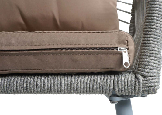 Cosmo Casa - Set van 2 Tuinstoelen - Zit- en Rugkussens - Aluminium - Touwgaas - Lichtgrijs - Taupe Bekleding