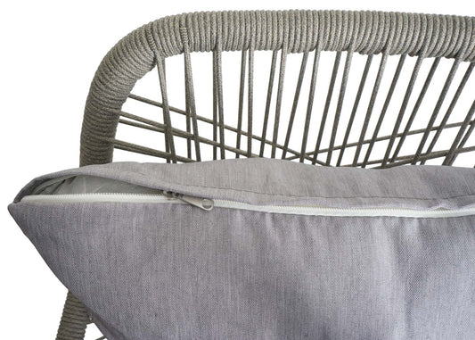 Cosmo Casa - Set van 2 Tuinstoelen - Zit en Rugleuning - Aluminium - Touwgaas - Lichtgrijs - Lichtgrijze Bekleding