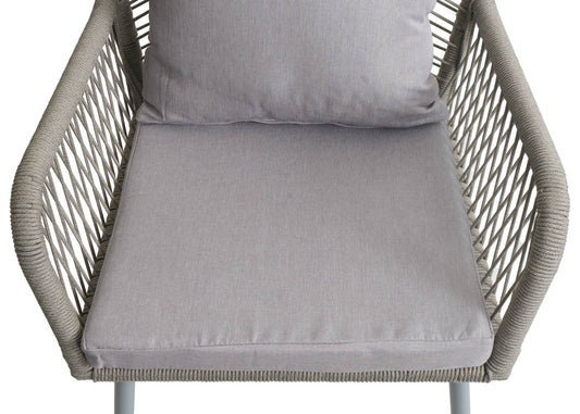 Cosmo Casa - Set van 2 Tuinstoelen - Zit en Rugleuning - Aluminium - Touwgaas - Lichtgrijs - Lichtgrijze Bekleding