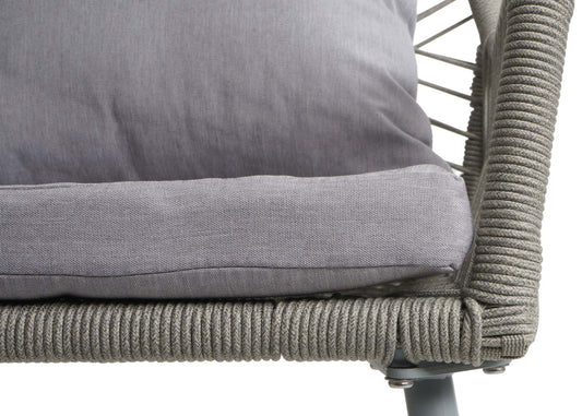 Cosmo Casa - Set van 2 Tuinstoelen - Zit en Rugleuning - Aluminium - Touwgaas - Lichtgrijs - Lichtgrijze Bekleding
