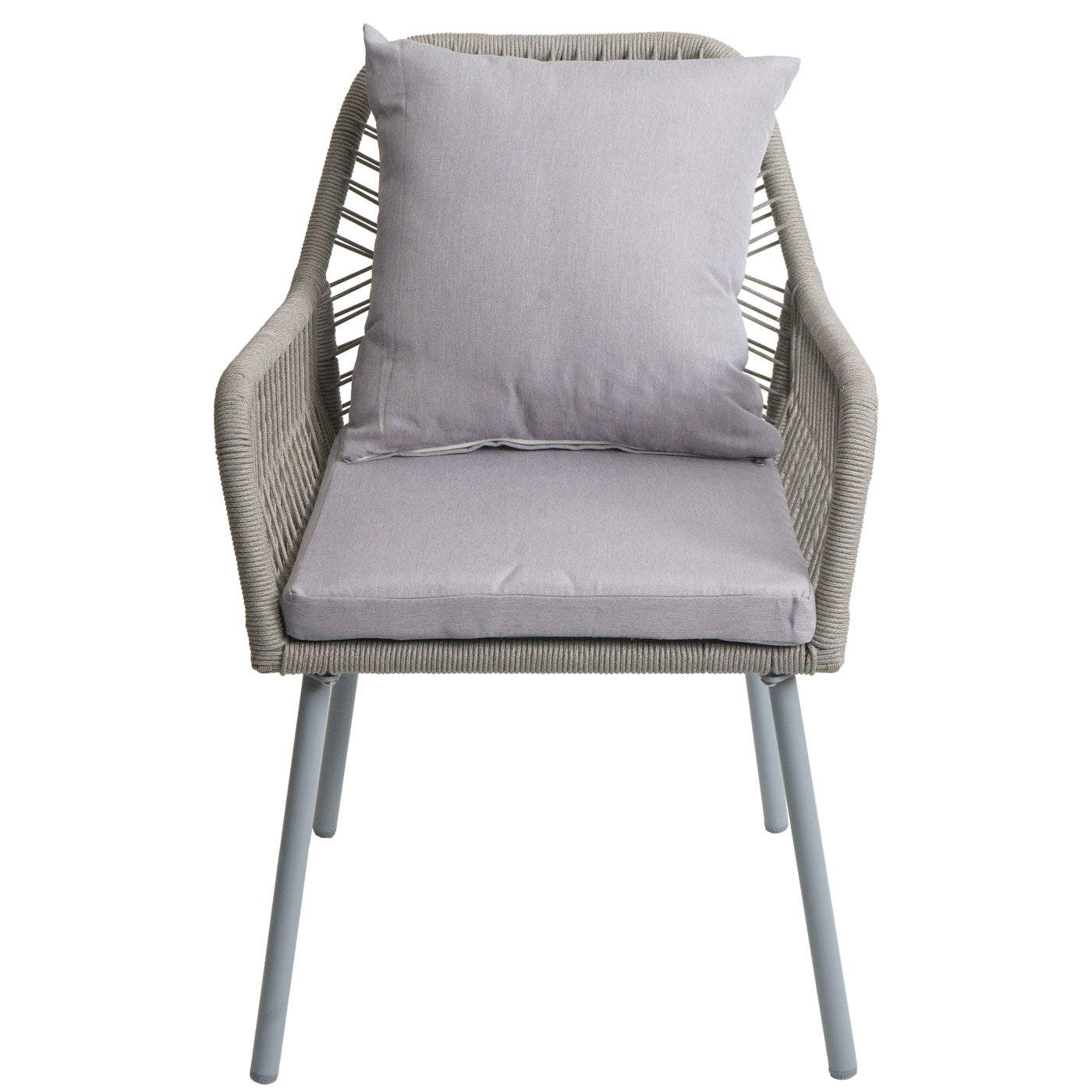 Cosmo Casa - Set van 2 Tuinstoelen - Zit en Rugleuning - Aluminium - Touwgaas - Lichtgrijs - Lichtgrijze Bekleding