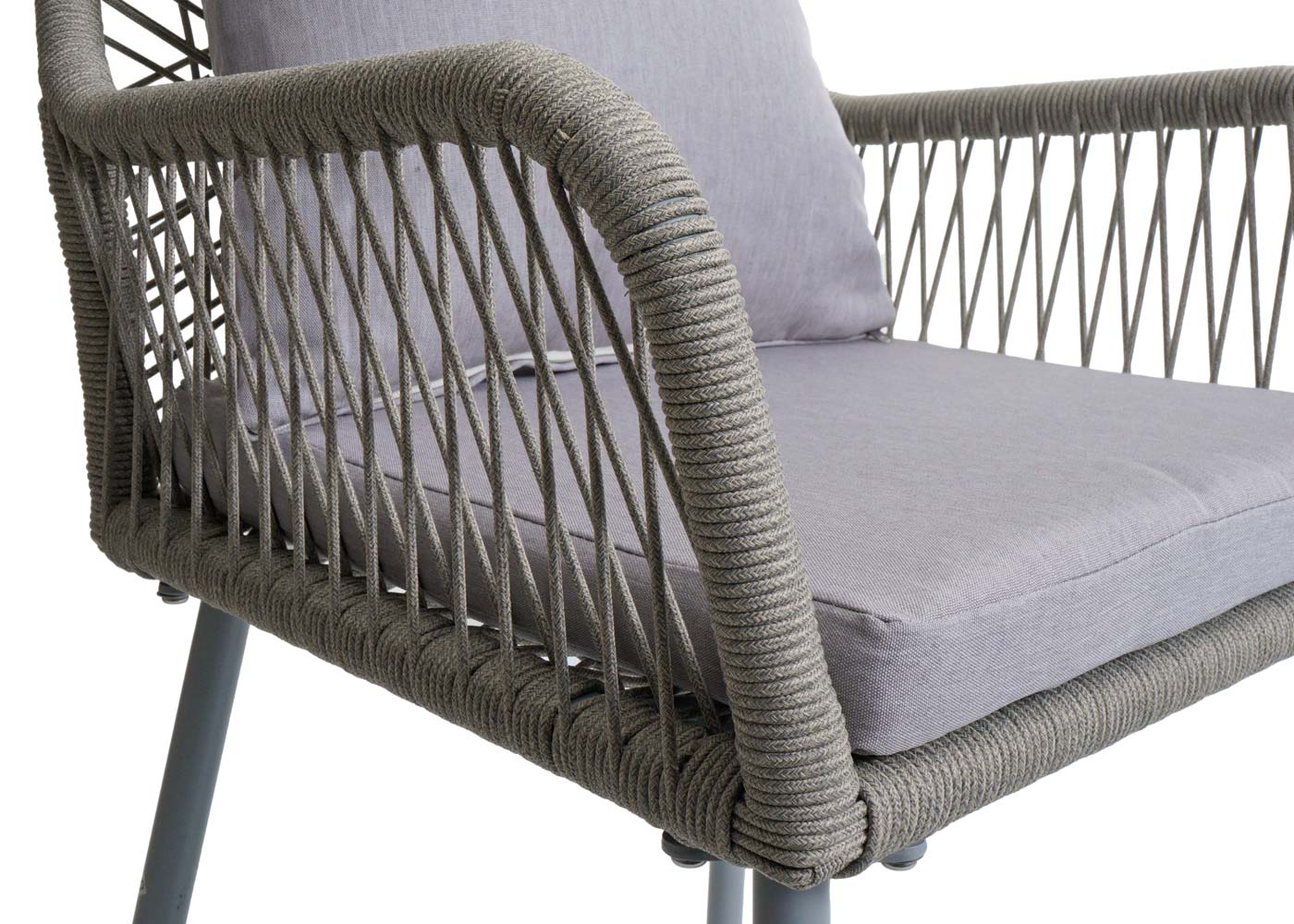 Cosmo Casa - Set van 2 Tuinstoelen - Zit en Rugleuning - Aluminium - Touwgaas - Lichtgrijs - Lichtgrijze Bekleding