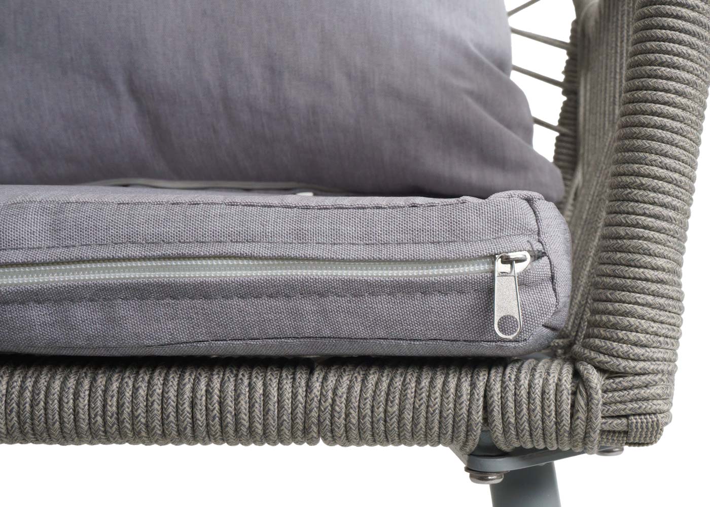 Cosmo Casa - Set van 2 Tuinstoelen - Zit en Rugleuning - Aluminium - Touwgaas - Lichtgrijs - Lichtgrijze Bekleding