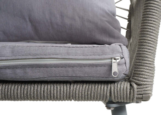 Cosmo Casa - Set van 2 Tuinstoelen - Zit en Rugleuning - Aluminium - Touwgaas - Lichtgrijs - Lichtgrijze Bekleding