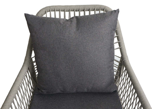 Cosmo Casa - Set van 2 Tuinstoelen - Zit en Rugleuning - Aluminium - Touwgaas - Lichtgrijs - Donkergrijze Bekleding