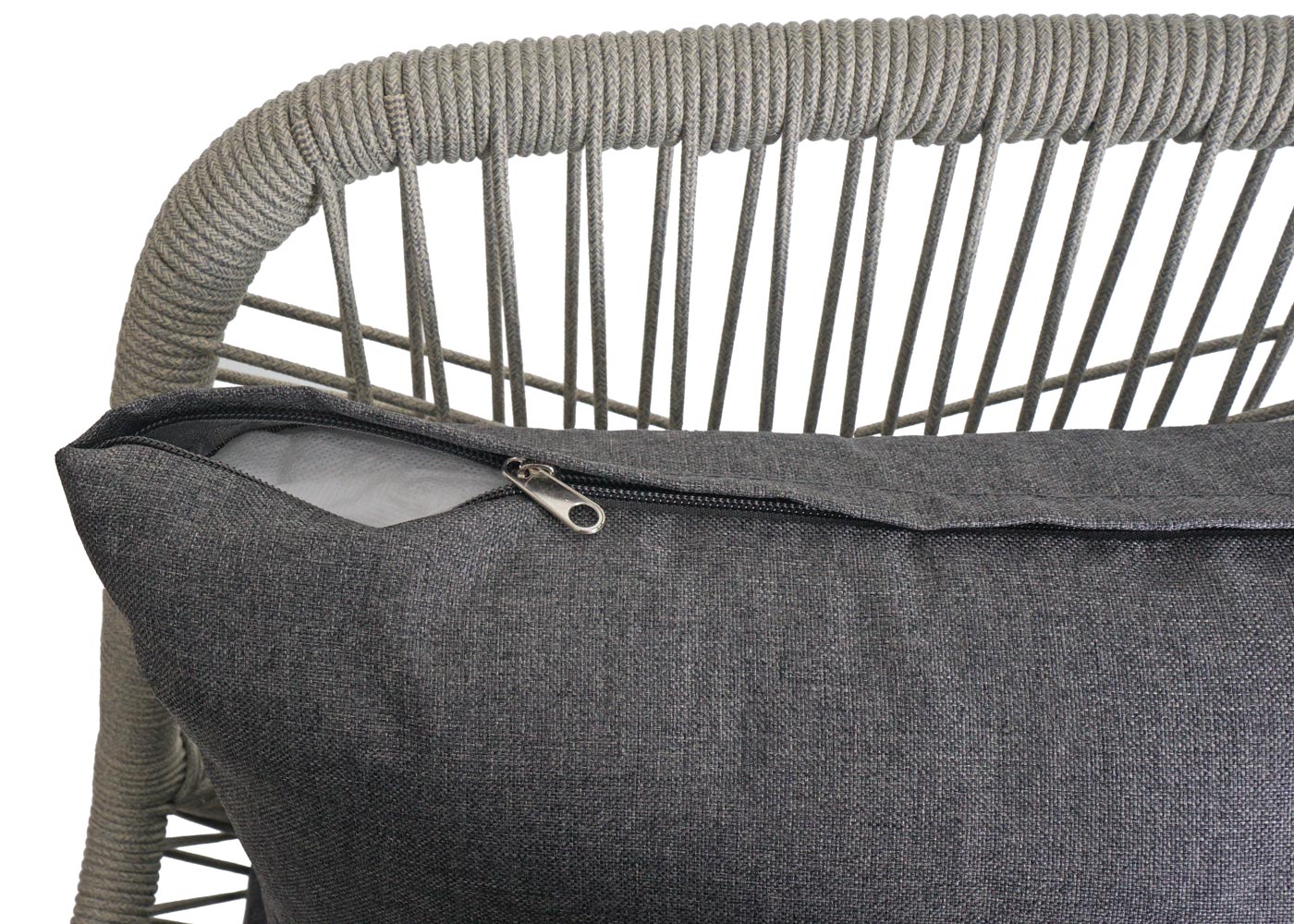 Cosmo Casa - Set van 2 Tuinstoelen - Zit en Rugleuning - Aluminium - Touwgaas - Lichtgrijs - Donkergrijze Bekleding