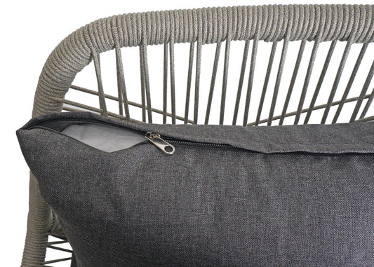 Cosmo Casa - Set van 2 Tuinstoelen - Zit en Rugleuning - Aluminium - Touwgaas - Lichtgrijs - Donkergrijze Bekleding