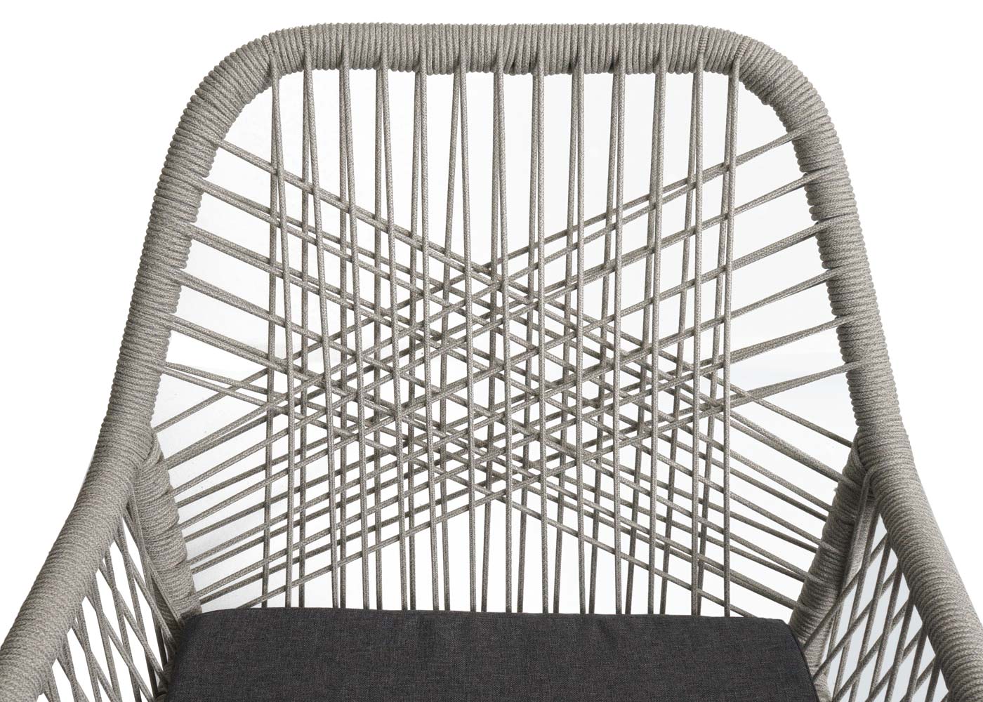 Cosmo Casa - Set van 2 Tuinstoelen - Zit en Rugleuning - Aluminium - Touwgaas - Lichtgrijs - Donkergrijze Bekleding