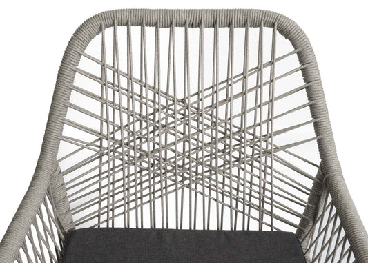 Cosmo Casa - Set van 2 Tuinstoelen - Zit en Rugleuning - Aluminium - Touwgaas - Lichtgrijs - Donkergrijze Bekleding