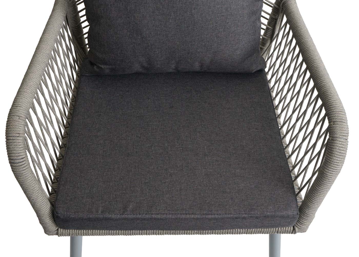 Cosmo Casa - Set van 2 Tuinstoelen - Zit en Rugleuning - Aluminium - Touwgaas - Lichtgrijs - Donkergrijze Bekleding