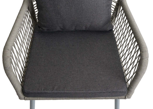 Cosmo Casa - Set van 2 Tuinstoelen - Zit en Rugleuning - Aluminium - Touwgaas - Lichtgrijs - Donkergrijze Bekleding