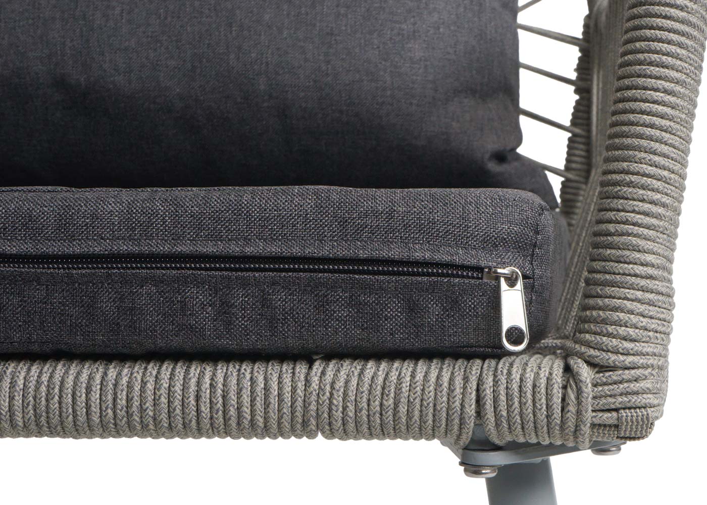 Cosmo Casa - Set van 2 Tuinstoelen - Zit en Rugleuning - Aluminium - Touwgaas - Lichtgrijs - Donkergrijze Bekleding