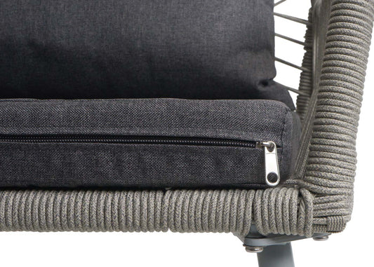 Cosmo Casa - Set van 2 Tuinstoelen - Zit en Rugleuning - Aluminium - Touwgaas - Lichtgrijs - Donkergrijze Bekleding