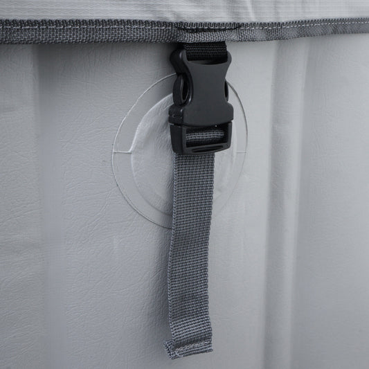 Cosmo Casa - Opblaasbare Whirlpool voor 4 Personen - Binnen & Buiten - Gelamineerd PVC - Rond - Grijs-Wit - 180 cm