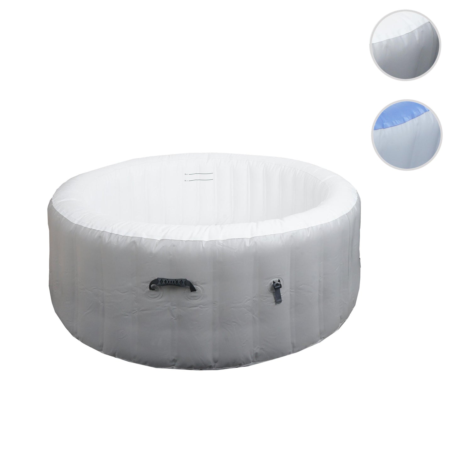 Cosmo Casa - Opblaasbare Whirlpool voor 4 Personen - Binnen & Buiten - Gelamineerd PVC - Rond - Grijs-Wit - 180 cm