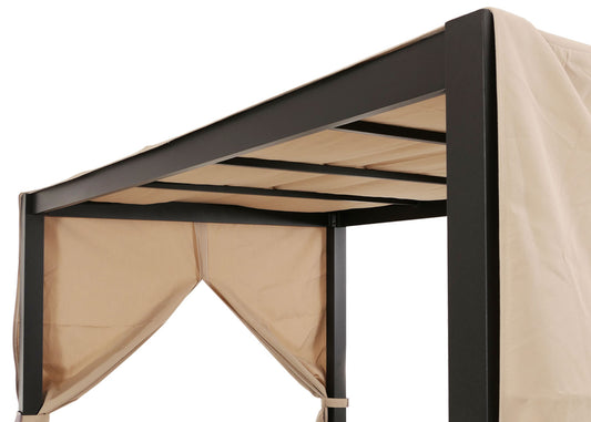 Cosmo Casa - XL Aluminium Tuinligstoel - Bali Stijl - Ko-Tex 10cm Kussen - 193x126x204cm - Zwart Frame - Crème Kussen