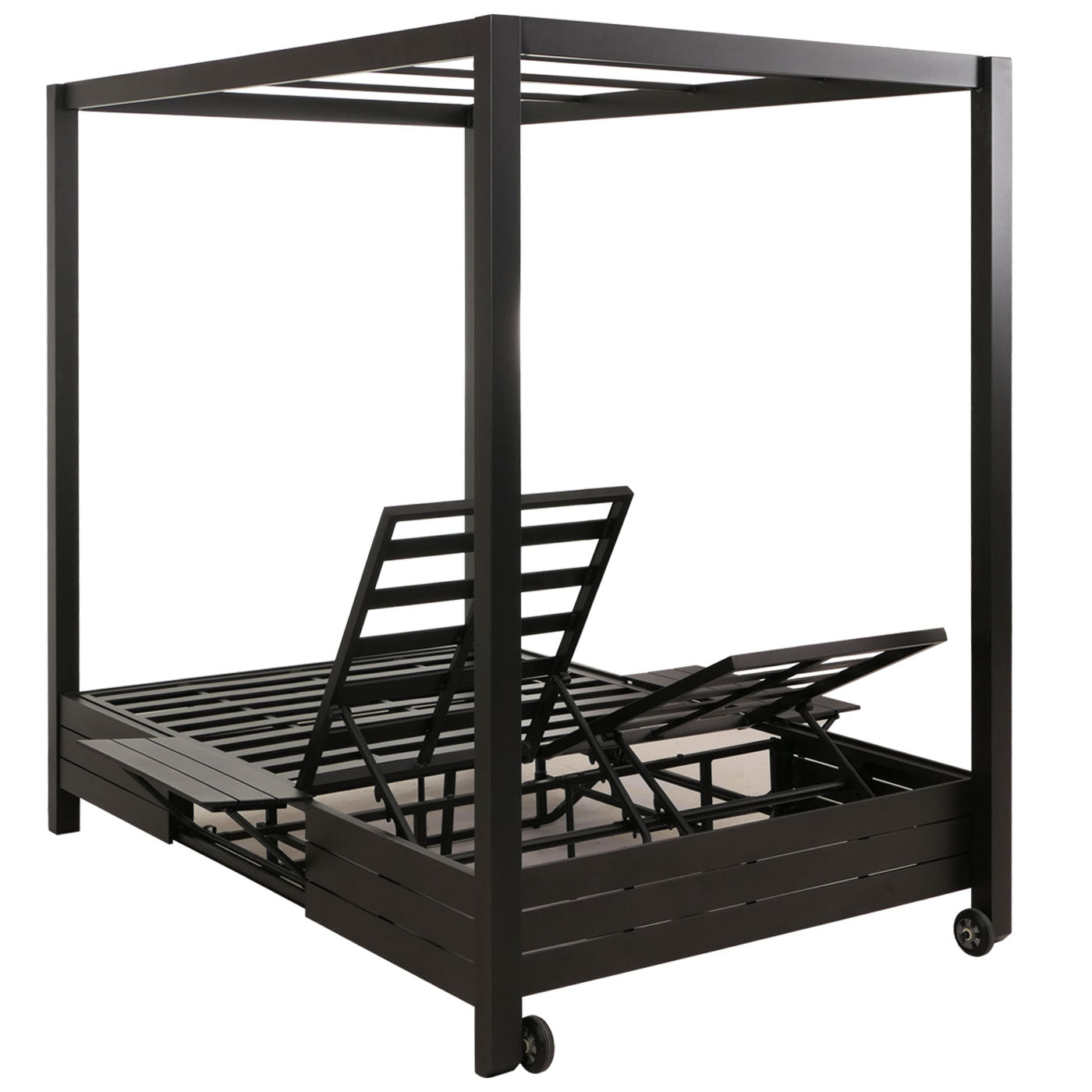 Cosmo Casa - XL Aluminium Tuinligstoel - Bali Stijl - Ko-Tex 10cm Kussen - 193x126x204cm - Zwart Frame - Crème Kussen