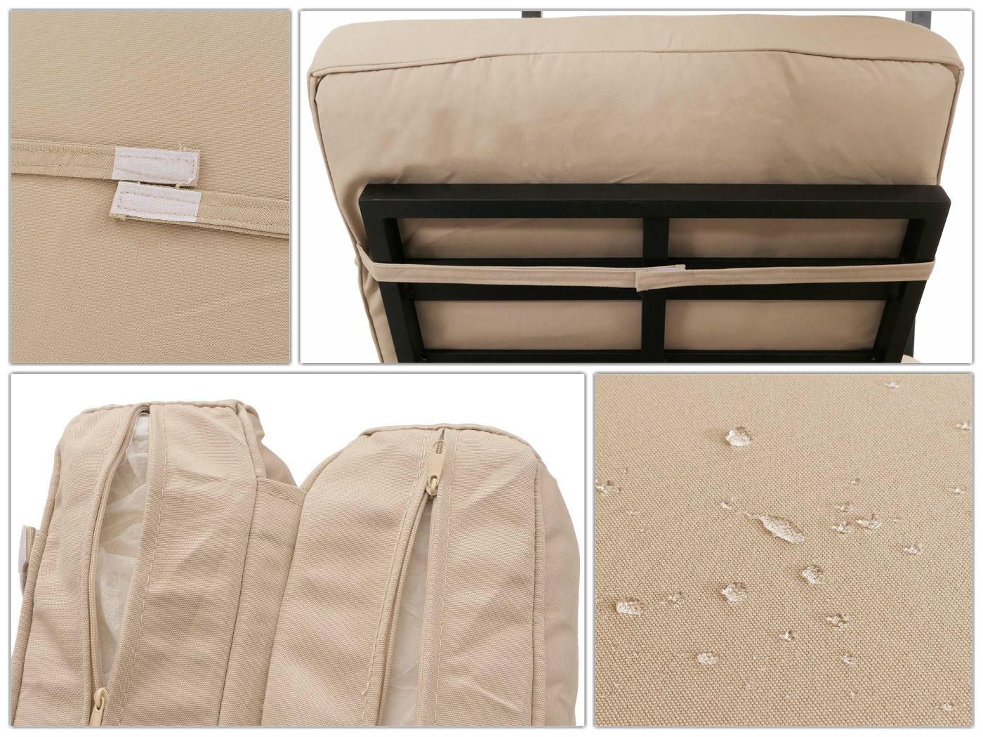 Cosmo Casa - XL Aluminium Tuinligstoel - Bali Stijl - Ko-Tex 10cm Kussen - 193x126x204cm - Zwart Frame - Crème Kussen