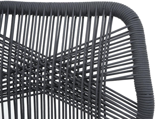 Cosmo Casa - Set van 2 Touw Barkrukken - Buitenzitkussens - Touwgaas - Metaal Houtlook - Antraciet - Taupe Kussens