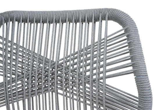 Cosmo Casa - Set van 2 Touw Barkrukken - Buitenzitkussens - Touwgaas - Metaal Houtlook - Lichtgrijs - Lichtgrijze Kussens