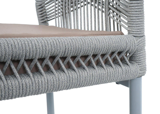 Cosmo Casa - Set van 2 Barkrukken - Touwgaas - Metaal Houtlook - Antraciet - Taupe Kussens