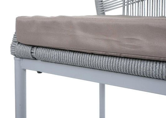 Cosmo Casa - Set van 2 Barkrukken - Touwgaas - Metaal Houtlook - Antraciet - Taupe Kussens